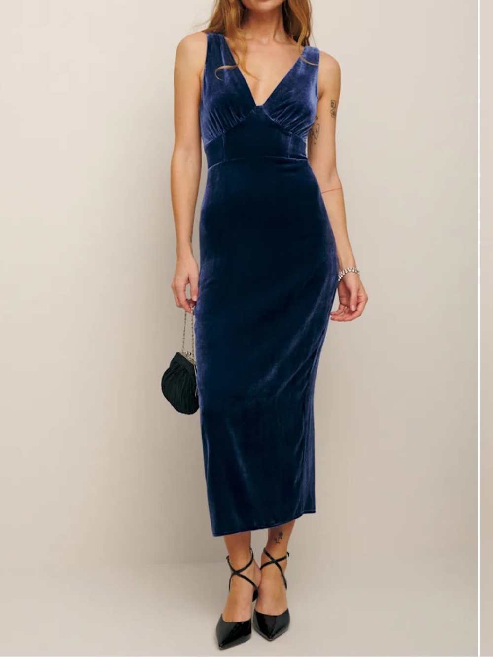 Reformation Tamsyn Danube silk velvet dress